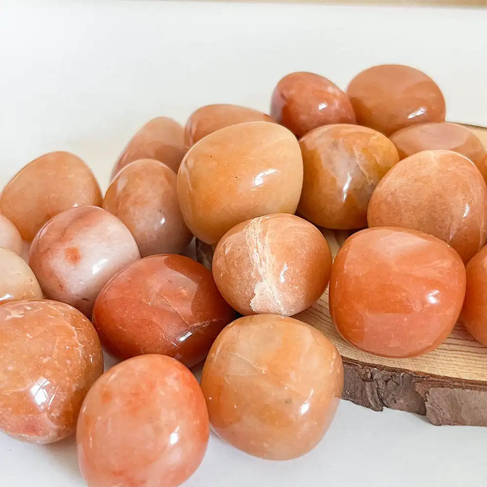 Batu Tumbled persik merah dipoles alami dan kristal batu permata tidak beraturan massal untuk pembuatan perhiasan DIY penyembuhan Wicca