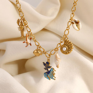 Colliers pendentifs mode hawaïenne d'été en acier inoxydable 316L, bijoux plaqués or PVD 14k 18k, collier poisson de mer pour femme - Product Image 4