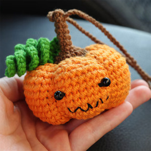 Fábrica de Comercio Exterior Transfronterizo, Nuevo Modelo Otoño-Invierno, Calabaza de Ganchillo Hecha a Mano con Cara de Fantasma Espeluznante, Colgante para Coche - Product Image 1