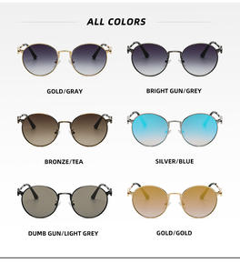 Lunettes de soleil rétro rondes en métal, verres solaires hip-hop européens et américains, modèle de rue, bordure croisée, <span class=keywords><strong>film</strong></span> coloré, à la mode, 286, 2021 - Product Image 6