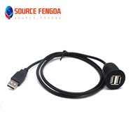 USB2.0 Kabel Laki-laki Ke USB Data Extention Flush Mount Android Kabel Usb