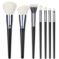 Noir Yao 7 pièces ensemble de pinceaux de maquillage à poils doux poudre libre Contour point couleur ombre à paupières pinceau Spot maquillage ensemble de pinceaux
