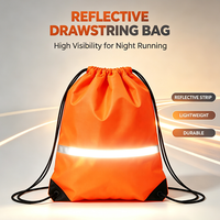 Sac à dos à cordon réfléchissant en polyester 210D personnalisé avec logo, imperméable, pour sports de plein air, gym, course de nuit et cyclisme - Vente en gros