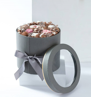 Boîte à fleurs ronde beige en papier cadeau de haute qualité, boîte à fleurs en carton personnalisée de luxe en gros