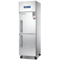 Réfrigérateur commercial à deux portes en acier inoxydable, congélateur à double température, refroidisseur pour restaurant, cuisine et café