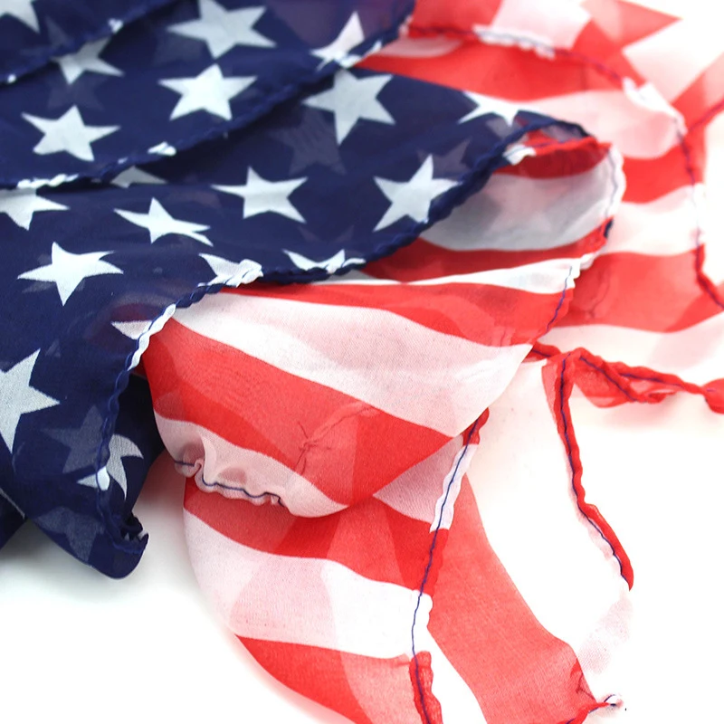 Polyester Stars and Stripes USA Star Flag Scarf for 4th of July