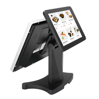 Máquina POS de Pantalla Dual de 15 y 10 Pulgadas, Computadora Todo en Uno, Sistema POS Táctil, PC Táctil Todo en Uno