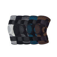 Genouillère de sport réglable en tissu tricoté à compression pour la course et le basketball avec impression de logo en silicone personnalisée