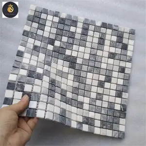 Azulejos de parede em mosaico de mármore cinza e branco mais baratos à venda