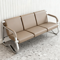 Banc de siège moderne en cuir pour aéroport, canapé 3 places pour passagers, chaise de visiteur pour salle d'attente d'hôpital ou bureau