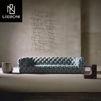 Italienisches Design Green Velvet Wohnzimmer Tufted Sofa Set Kunden spezifische Post Modern Chesterfield Villa Sofa Button Couch