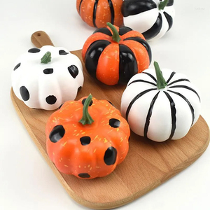 6 pièces de décorations artificielles de table, style ferme, en forme de citrouille, accessoires de photographie pour Halloween, automne, Noël, en mousse végétale - Product Image 3