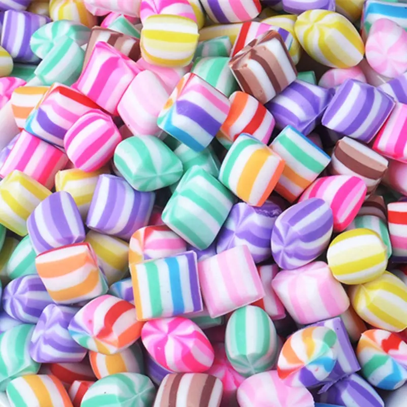 Hot Selling Colorful Clay Rainbow Marshmallow Resin Cabochons for DIY Earrings Slime Accessories