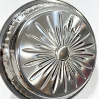 Assiette de service en acier inoxydable épaissie de 30-55 cm, grande capacité, motif gaufré, plateau métallique argenté, vente en gros