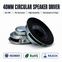 Haut-parleur large bande 40 mm 16 cœurs 4 ohms 3W avec coque en fer et bord en PU, mini-unité pour enceinte Bluetooth