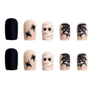 Uñas Postizas Cortas con Tema de Araña Europea Americana para Halloween, con Pegatinas y Parches de Uñas Estilo INS para Uso en los Dedos - Product Image 2