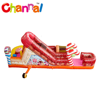 Parcours d'obstacles gonflable commercial sur le thème des bonbons avec jeux interactifs et toboggan