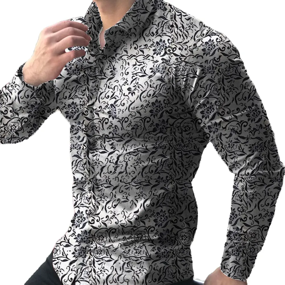 Camisas personalizadas de alta calidad para hombre, camisas de manga larga informales estampadas, venta al por mayor, otoño
