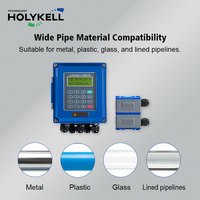 Holykell Clamp-on Ultrasonic Flow Meter Flowmeter untuk Pengukuran Air Pipa DN15-DN6000