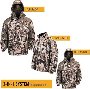 Vendita calda nuovo Parka da caccia mimetico termico 3-in-1 resistente all'acqua impermeabile con cappuccio staccabile - Product Image 4