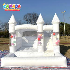 Château gonflable <span class=keywords><strong>avec</strong></span> ballons flottants, trampoline gonflable blanc <span class=keywords><strong>avec</strong></span> toboggan et <span class=keywords><strong>piscine</strong></span> à balles, équipement de location - Product Image 2