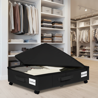 Boîtes de rangement sous le lit sur roulettes, lot de 2 avec supports pour étiquettes pour ranger vêtements, chaussures et couvertures