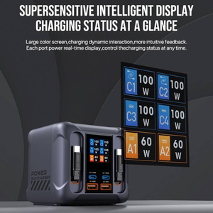 Nueva Estación <span class=keywords><strong>de</strong></span> Carga Rápida <span class=keywords><strong>de</strong></span> Escritorio GaN <span class=keywords><strong>de</strong></span> 300W, USB-C PD3.1 QC, Cable Retráctil Multipuerto 5 en 1 con Pantalla Digital - Product Image 4