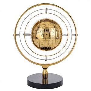 Circular Silver <b>Gold</b> Rings Accent Globe Model With Base Metal Crafts Wholesale Tableware Showpiece Accessories Armilary Globe - Product Image 1