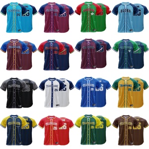 Jersey Baseball Sublimasi FQ Motif Garis-Garis, Cetak Nama Kustom, Kaos Baseball Kancing Depan, Jersey Baseball untuk Seragam Olahraga - Product Image 1