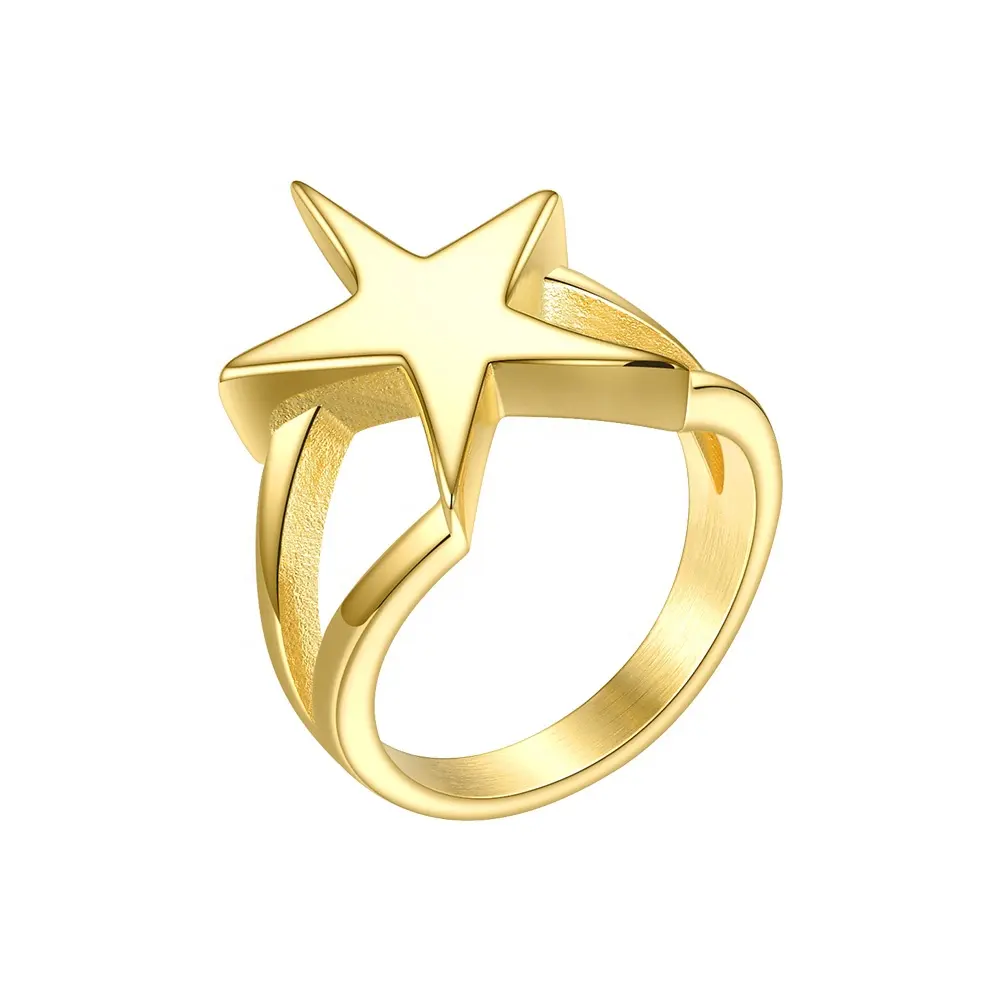 Big Star Rings Charms Ladies Jewelries High Quality 18K Gold Plated Stainless Steel For Gift Party R204045