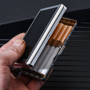 Étui à cigarettes rectangulaire classique JOFI en caoutchouc avec gravure, portable, noir et argent égyptien, pour accessoires de fumeur - Product Image 1