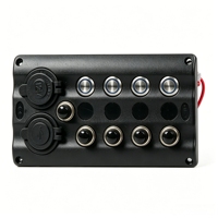 Panneau de commande à boutons en acier inoxydable 4/6 voies DC12V, bouton poussoir rond LED bleu 16mm, 2404S avec prise d'alimentation et USB pour marine et camping-car