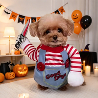 Costume de déguisement d'Halloween en coton pour chien de petite et moyenne taille, motif imprimé, pour transformation amusante, vente en gros
