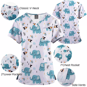 Haut extensible à col en V pour femmes uniformes de gommage de pharmacie respirants chirurgicaux ensembles de gommages d'infirmière d'hôpital gommage pour femmes - Product Image 2