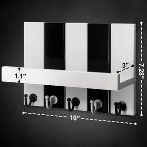 Colgador de llaves con ganchos Rebee Vision elegante llavero de madera de 2 colores con estante, 5 ganchos, organizador de correo para decoración para sala de estar - Product Image 3