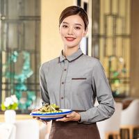 Chemise uniforme à manches longues pour serveur, serveuse, personnel de restauration, hôtel, café, bar, cuisine, avec poignets ajustables et boutons