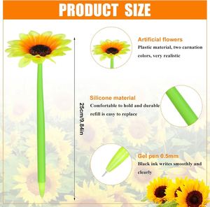 Sunflower-Shaped Artificial Yellow Flowers Ballpoint <b>Pens</b> Black Ink Retractable Creative Valentine's Day for OEM - Product Image 2