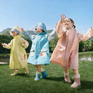 Jas Hujan Anak Anti Air PEVA dengan Pola Kartun Lucu, Kantong 3D Stereo, dan Tudung Lebar untuk Anak-anak - Product Image 2
