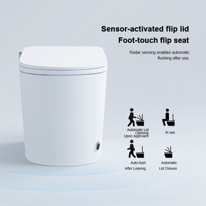 Inodoro de Diseño Moderno con Pantalla HD, Sanitario Inteligente, de Cerámica, Montado en el Suelo, Automático, Negro, Alargado, con Sifón en S - Product Image 5