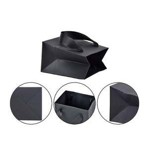 Matte Laminated Black <b>Small</b> Business <b>Paper</b> <b>Bags</b> with Widening Cloth Handles - Product Image 3