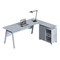 Bureau en verre blanc en forme de L Bureau de direction moderne Table de meubles