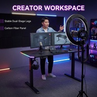 Bureau de jeu électrique silencieux AOR, table d'ordinateur de bureau, éclairage RVB multicolore, design ergonomique, réglage de la hauteur sans outil