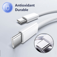 Câble de charge double USB-C tressé en nylon, compatible avec la charge rapide PD pour iPhone 17 et les ordinateurs portables, câble de données USB-C vers USB-C