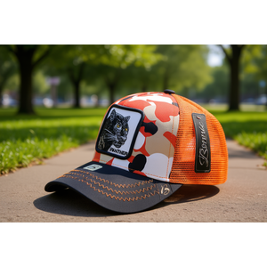 Cappello Trucker Bonnie in Tessuto a Rete, 6 Pannelli, Logo Pantera Ricamato, Unisex, Stile Street Casual, Primavera Estate - Product Image 2