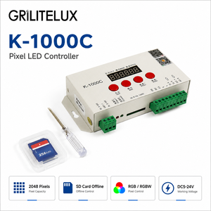 ตัวควบคุมไฟ LED แบบตั้งโปรแกรมได้ K1000C รองรับหลายไอซี DC5-24V 2048 พิกเซล WS2811 WS2812 ควบคุมผ่านการ์ด SD - Product Image 1