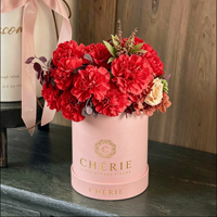 Tube en carton rigide de qualité supérieure, imprimé avec la marque personnalisée, boîte à fleurs ronde rose, boîte cadeau de luxe pour l'emballage de bonbons de mariage
