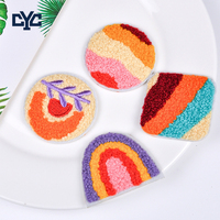Patch en chenille doux et moelleux, motif fleur violette à cinq pétales, taille personnalisée, patch floral coloré pastel pour vêtements