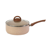 Ensemble de 5 casseroles en aluminium non toxique pour repas en famille avec poignée Cool-King, compatible induction, couvercle en verre antiadhésif