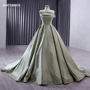 Robes de soirée pour femmes, modernes, faites à la main, sans manches, en satin, avec des paillettes et des perles, style Aline, RSM241011 - Product Image 1