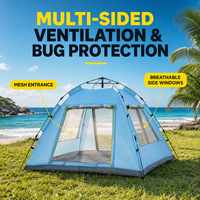 Tente de plage automatique haut de gamme, abri solaire imperméable, tente de camping extérieure portable, tente dôme pliable pour 4 personnes